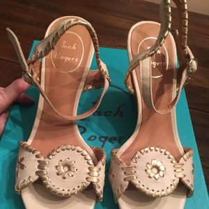 Jack Rogers Clare Sandal 7 Bone Gold like new